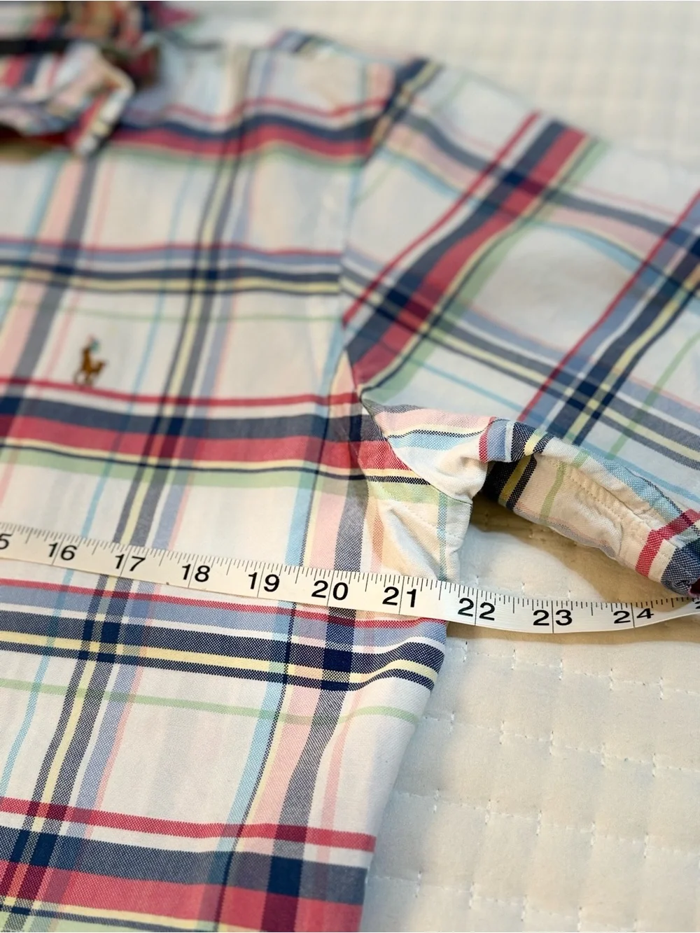 Upcycled Polo by Ralph Lauren Pastel Pink & Blue Plaid Button-Down Crop Shirt - Picture 5 of 9